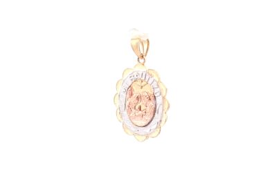Stunning Tri-Color Gold Baptism Pendant with Delicate Diamond Accents - Exquisite Fine Jewelry Accessory