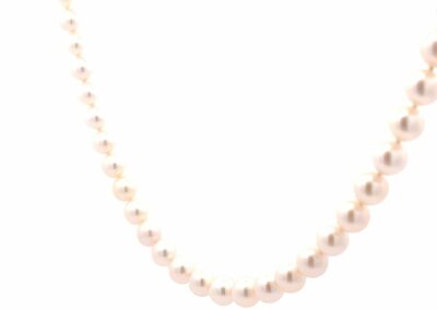 14 Karat Yellow Gold Band Pearl Necklace - Size 17" | Stunning Fine Jewelry | Diamond Accented Estate Necklace