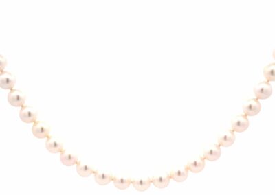 14 Karat Yellow Gold Band Pearl Necklace - Size 17" | Stunning Fine Jewelry | Diamond Accented Estate Necklace