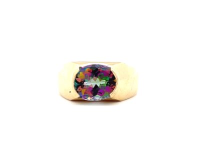 Elegant 14K Gold Rainbow Topaz Ring - Sparkling Fine Jewelry Estate Piece!