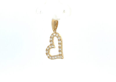 14 Karat Yellow Gold Heart Pendant with Diamond Accents - Fine Estate Jewelry