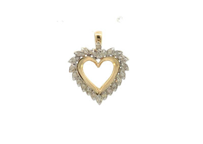 Exquisite 10K Yellow Gold Heart Pendant with Dazzling Diamonds - A Testament to Timeless Elegance in Fine Estate Jewelry