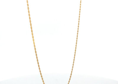 A gold chain on a white background.