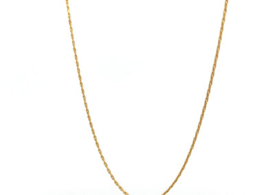A gold chain on a white background.