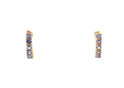 Exquisite Tanzanite Stud Earrings in 10 Karat Yellow Gold - A Sparkling Addition to your Diamond and Fine Jewelry Collection