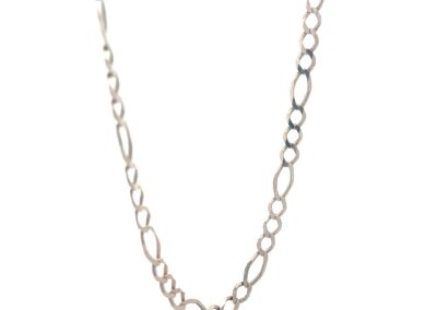 A sterling silver chain with a loop at the end.
