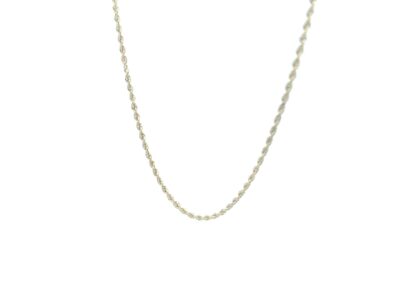 A gold chain necklace with a white background.