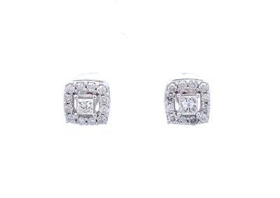 Shimmering Brilliance: 10 Karat White Gold Diamond Stud Earrings - Exquisite Diamond Jewelry for Your Fine Jewelry Collection