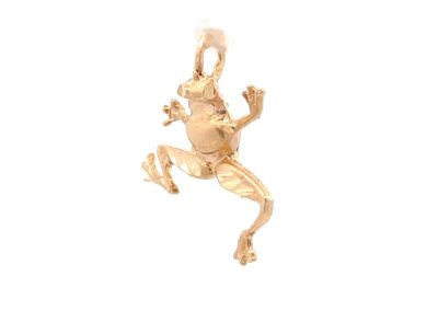 14 Karat Yellow Gold Frog Pendant - Exquisite Diamond Jewelry for a Touch of Elegance