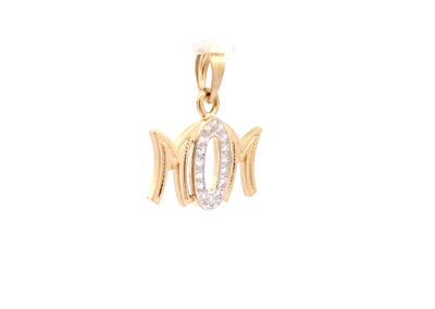 Shimmering 14 Karat Gold MOM Pendant - Exquisite Diamond Jewelry Design for Fine Estate Jewelry