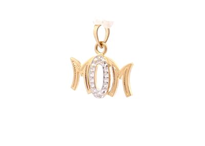 Shimmering 14 Karat Gold MOM Pendant - Exquisite Diamond Jewelry Design for Fine Estate Jewelry