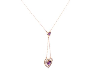 Exquisite 10 Karat Yellow Gold Necklace with Stunning Amethyst and Sparkling Diamond Accents - A Luxurious Addition to your Diamond Jewelry Collection