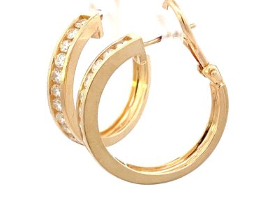 Exquisite 14 Karat Yellow Gold Diamond Hoop Earrings - A Coveted Addition to Your Diamond Jewelry Collection