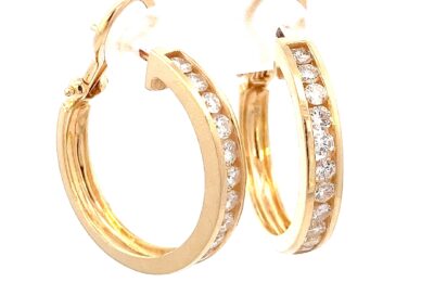 Exquisite 14 Karat Yellow Gold Diamond Hoop Earrings - A Coveted Addition to Your Diamond Jewelry Collection