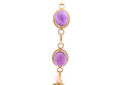 Stunning 14 Karat Yellow Gold Amethyst Cabachon Bracelet (Size 6) - Limited Edition Fine Jewelry in a Gorgeous Estate Style