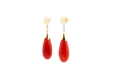 Exquisite 14K Gold Teardrop Earrings with Vibrant Orange Jade - A Perfect Addition to Your Fine Jewelry Collection