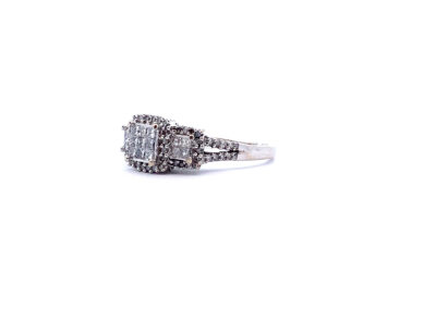 Exquisite 10K White Gold Princess Diamond Ring, Size 9 - A Shimmering Jewel of Diamond Jewelry