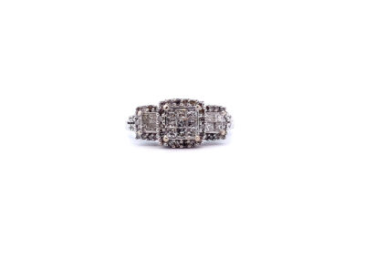 Exquisite 10K White Gold Princess Diamond Ring, Size 9 - A Shimmering Jewel of Diamond Jewelry
