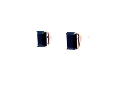 Exquisite 14 Karat Yellow Gold Stud Earrings with Sleek Black Rectangle Gems - Perfect Addition to Your Diamond and Fine Jewelry Collection