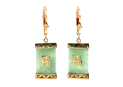 Exquisite 14KT Gold Jade Dangle Earrings | Alluring Diamond Jewelry | Opulent Fine Jewelry Collection
