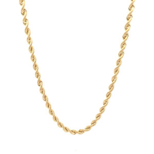 A gold plated rope chain necklace featuring a 14 Karat Yellow Gold Cross Pendant.