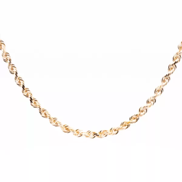 A 14 Karat Yellow Gold Fashion Chain necklace on a white background.