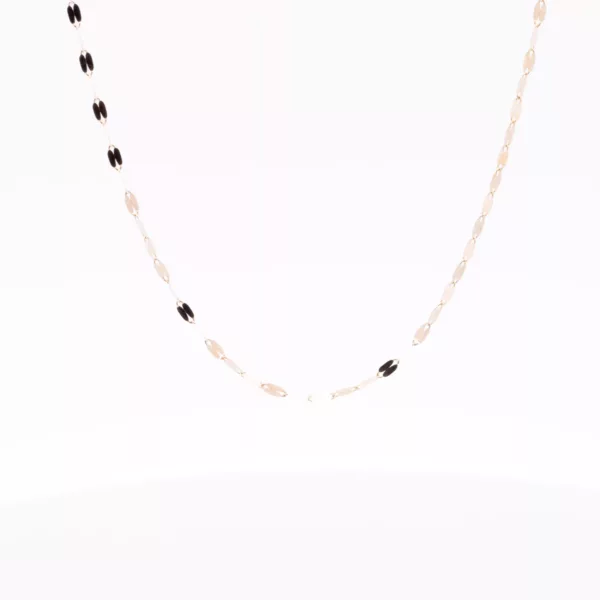 A 14 Karat Yellow Gold Fashion Chain necklace with a black and gold chain.
