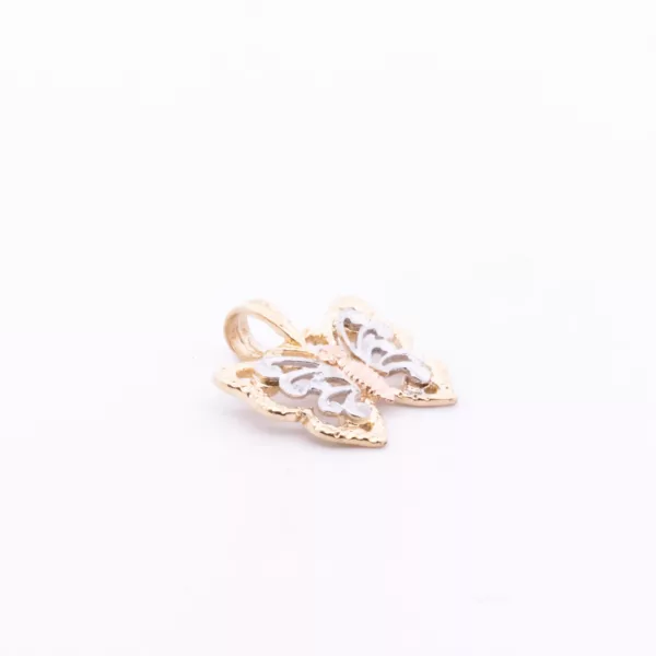 A 14 Karat Yellow Gold Fashion Chain butterfly charm on a white background.